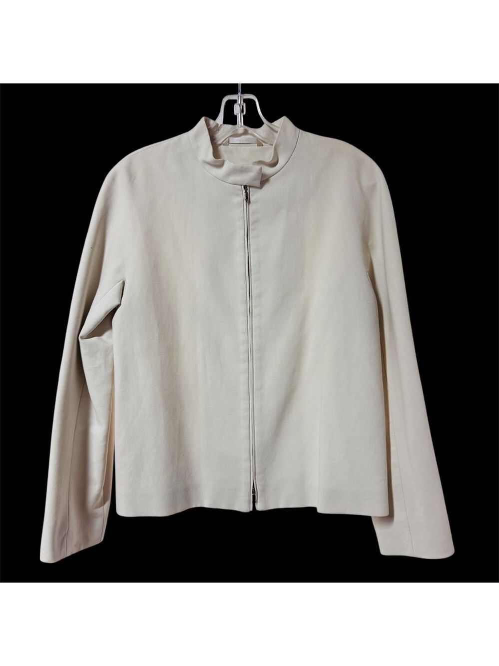 ‘S MaxMara Cream Collarless Zip Front Jacket Size 6
